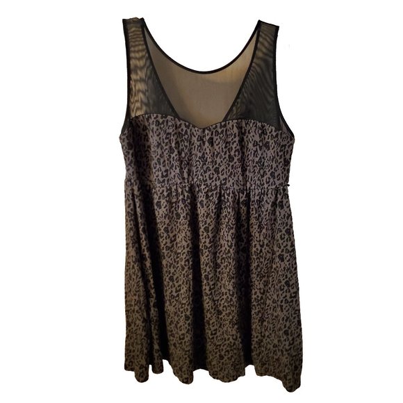 torrid Dresses & Skirts - Torrid   Olive Leopard Print Illusion Babydoll Black Swing Dress GUC